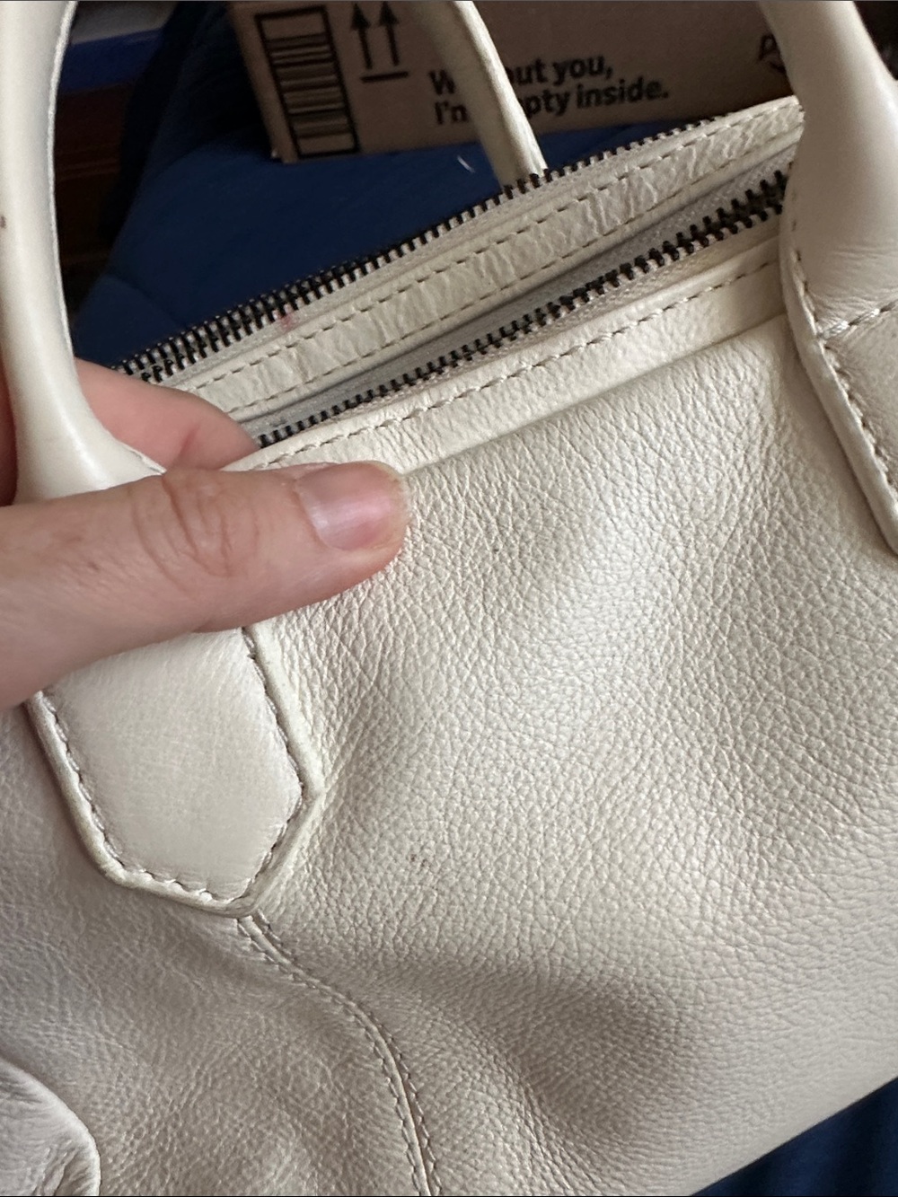 White Quilted Leather Satchel Bag - Women's Crossbody - Picture 4 of 7